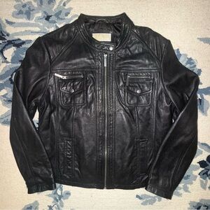 Michael Kors Black genuine Leather biker Jacket women’s xl